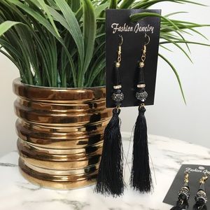 ‼️ Black Drop Tassel Earrings Boho Chic Fashion